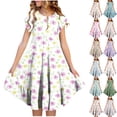 thumbnail image 1 of HOMADLES Girls Casual Dress Size 4-18, Girls Floral Dresses Girls Short Sleeve Dresses Summer Soft Stretchy Layered Dresses White 6-7 T, 1 of 6