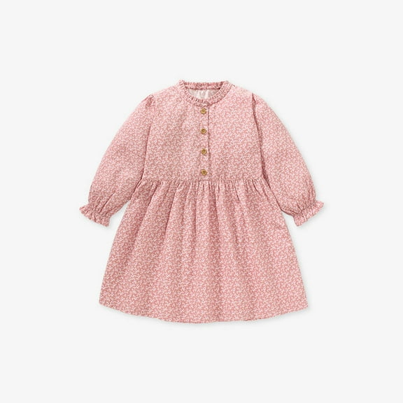 HOMADLES Girls Dress Long Sleeve Casual Print Clothing Kint Stripe Casual Dress for Girls Soft Comfortable Dress Pink 4 T