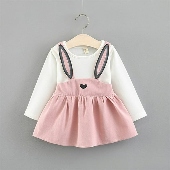 HOMADLES Girls Dress Long Sleeve Crewneck Solid Soft Clothing Casual Dress for Girls Soft Mesh Comfortable Dress Pink 2 T