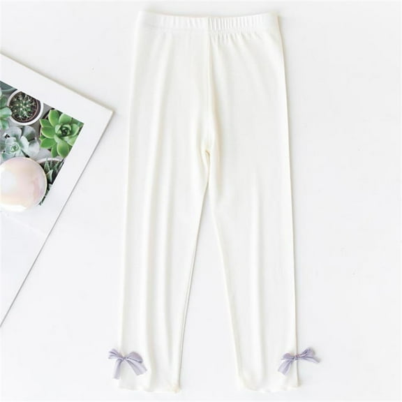 HOMADLES Girls Jogger Pants Elastic Waist Stretch Bow Outdoor Hiking Lightweight Drawstring Joggers Sweatpants White 3 T