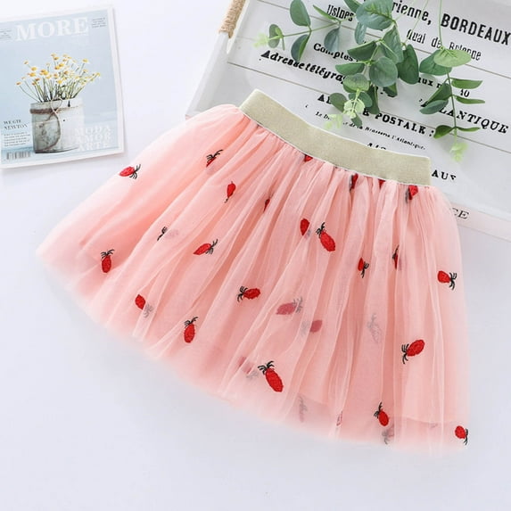 HOMADLES Girls Layered Tutu Skirt A Line Pleated Mesh Skirt Princess Party Skirt for Girls Stretch Classic Layered Skirt Watermelon Red 13-14T