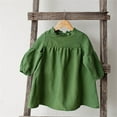 thumbnail image 1 of HOMADLES Girls Long Sleeve Dress A-Line Casual Solid Layering Swing Skirt for Girls Comfortable Soft Dress Army Green 4 T, 1 of 8