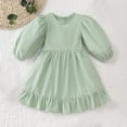 thumbnail image 1 of HOMADLES Girls Long Sleeve Dress A-Line Casual Solid Layering Swing Skirt for Girls Comfortable Soft Dress Green 4 T, 1 of 9