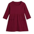thumbnail image 1 of HOMADLES Girls Long Sleeve Dress A-Line Fall Casual Solid Layering Dress for Girls Comfortable Soft with Pocket Dress Wine 2 T, 1 of 2