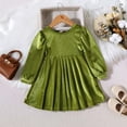 thumbnail image 1 of HOMADLES Girls Long Sleeve Dress Bow Crewneck Fleece Lined Clothing for Girls Warm Comfortable Soft Dress Green 9 Months, 1 of 4