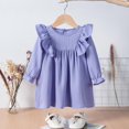 thumbnail image 1 of HOMADLES Girls Long Sleeve Dress Soft Casual Solid Layering Swing Skirt for Girls Princess Dress Purple 1 T, 1 of 3