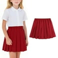 thumbnail image 1 of HOMADLES Girls Pleated Hem Skirt, Solid A-line Mini Skorts Elastic Waist Athletic Tennis Skirt School Uniform Skirt Red 10-11T, 1 of 7