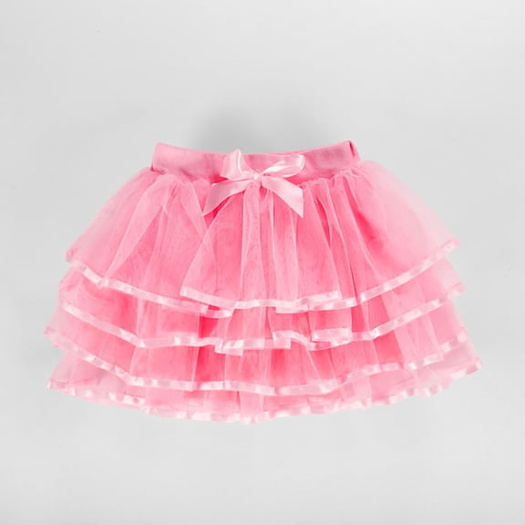 HOMADLES Girls Pleated Skirt Classic Skirt Bow Mesh Solid Skirt High Waist A Line Mini Skorts Watermelon Red 4-5T