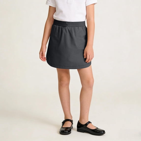 HOMADLES Girls School Uniform Pleated Skirt Elastic Waist Bow Girls A-line Skirts, Gray 7-8T