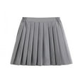 thumbnail image 1 of HOMADLES Girls Summer Pleated Skirt, Elastic High Waist Solid A-line Mini Athletic Skirts School Uniform Skirt Gray 7-8 T, 1 of 2