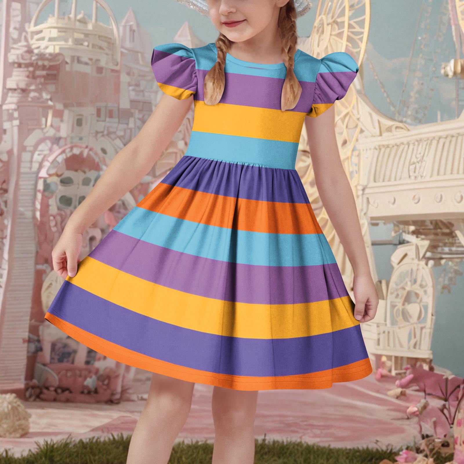 HOMADLES Girls Teen Dresses Ruffled Short Sleeve Crewneck Stretch ...
