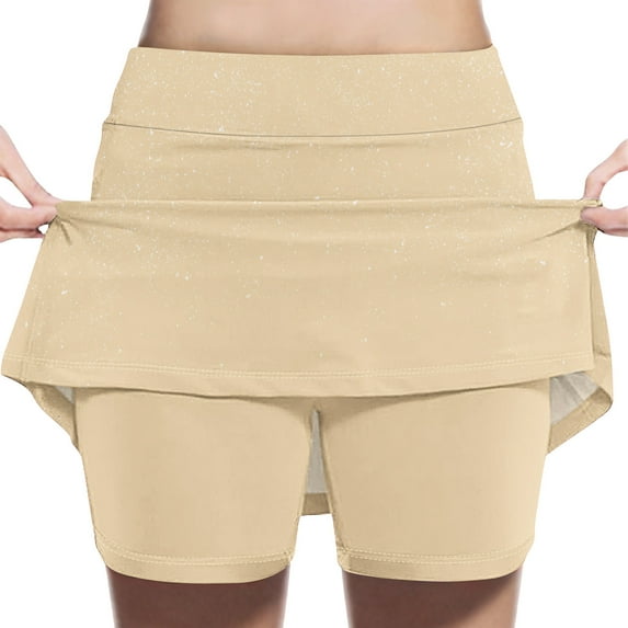 HOMADLES Girls Tennis Skirt Elastic Waist A-line Athletic Skirt Casual Print Girls Sports Short Skirts Fashion Skirt Beige 6 T