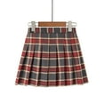 thumbnail image 1 of HOMADLES Girls Uniform Pleated Skirt, Girls Skirt Plaid Print Fashion Skirts with Lining Shorts Elastic Waist Stretch Soft Skirt School Uniform Skirt Red 15 T, 1 of 3