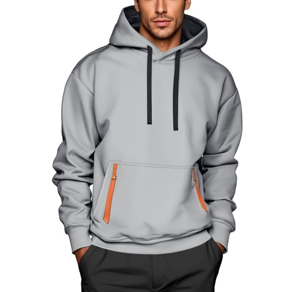 HOMADLES Hoodies for Men Fashion Plus Size Long Sleeve Workout Loose Solid Casual Drawstring, Pullover Hoodie Gray M