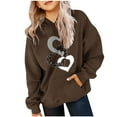thumbnail image 1 of HOMADLES Hoodies for Teen Girls Graphic Cute Printing Girls Long Sleeve Hoodie Oversized Casual Soft Hooded Sweatshirt Brown 1-2T, 1 of 5
