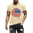 thumbnail image 1 of HOMADLES Independence Day Shirts for Men Flag Graphic Crewneck Muscle Soft Stretch Short Sleeve Beige 2XL, 1 of 5