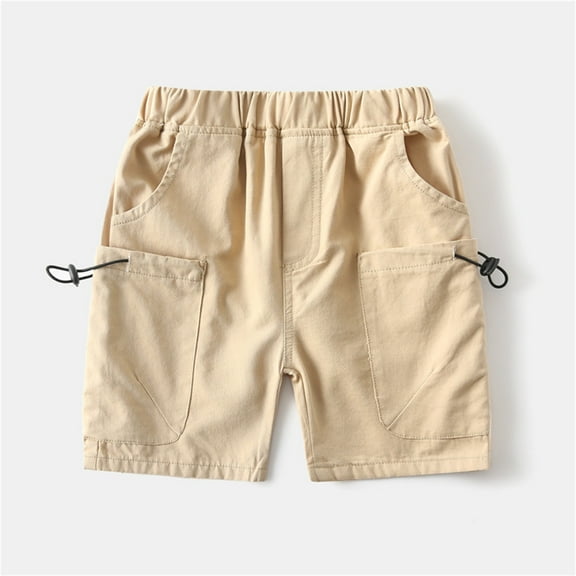 HOMADLES Kid Boys Cargo Shorts Straight Elastic Waist Print Summer Soft Thin Cargo Shorts Khaki 7 T