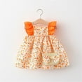 thumbnail image 1 of HOMADLES Kid Toddler Girls Dress Sleeveless Strap Stretch Print Lightweight with Bag Princess Dress Orange 1 Tear, 1 of 3