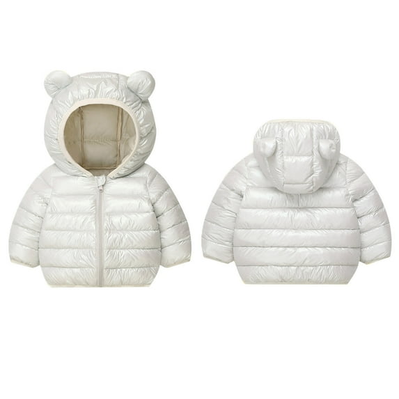 HOMADLES Kids Puffer Jacket Fleece Lined Windproof Boys Parka Winter Coat Lightweight Jacket Outwear White 3 T