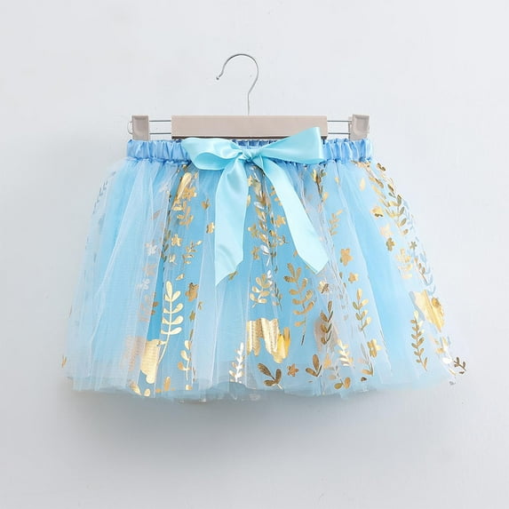 HOMADLES Layered Tutu Skirt for Girls Bow Multicolor Lightweight Sports Skirts for Girls High Waist A Line Mini Skorts Light Blue 7 T