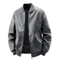 thumbnail image 1 of HOMADLES Leather Jacket Men Flight Jackets for Men Full Zipper Relaxed Fit Outdoor Sports Jacket Winter Coats for Men Gray 5XL, 1 of 8
