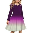 thumbnail image 1 of HOMADLES Long Sleeve Dress for Girls 4-14 Fashion Girls Clothing Gradient Roundneck Soft Comfortable Layered Princess Dress Purple 11 T, 1 of 2