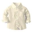 thumbnail image 1 of HOMADLES Long Sleeve Shirts for Men Solid Button Down Shirt Lapel Casual, Uniform Shirt Beige 4 T, 1 of 6