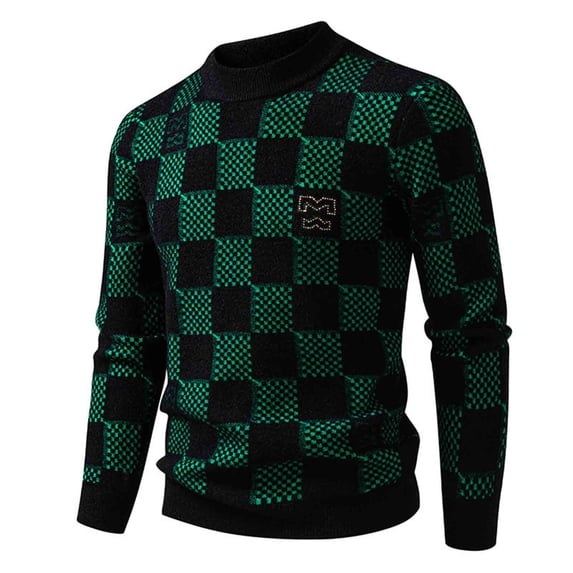 HOMADLES Long Sleeve Shirts for Men Winter Warm Elatic Stretch Shirt Outdoor Casual Color Block Plaid Sweatshirt Outdoor Casual Green