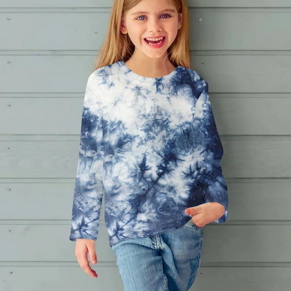 HOMADLES Long Sleeve T Shirts for Girls Gradient Crewneck Lightweight Soft Casual, Fashion Tee Multicolor 5 T