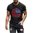 thumbnail image 1 of HOMADLES Men Flag Graphic Tee Independence Day Crewneck Muscle Stretch T Shirt Short Sleeve Black 3XL, 1 of 5