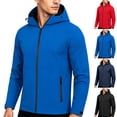 thumbnail image 1 of HOMADLES Men Lighweight Windbreaker Jacket with Hoodie Waterproof Long Sleeve Zip Up Jacket Softshell Sports Jacket Red Size L, 1 of 9