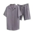 thumbnail image 1 of HOMADLES Men Short Sets Outfits 2 Piece Linen Shirt and Short Gray 2XL, 1 of 1