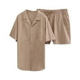 thumbnail image 1 of HOMADLES Men Short Sets Outfits 2 Piece Linen Shirt and Short Khaki M, 1 of 1