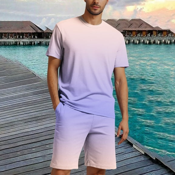 HOMADLES Men's 2 Pc Set Short Athletic Shirt and Loose Short Beige M