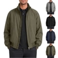 thumbnail image 1 of HOMADLES Men's Bomber Jacket Stand Collar Full Zip Up Jacket Solid Long Sleeve Flight Jackets Gray Size M, 1 of 10