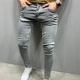 thumbnail image 1 of HOMADLES Men's Casual Denim Jeans Outdoor Hiking Pants Slim Fit Elastic Solid Fashion Pants Gray XL, 1 of 5