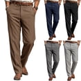 thumbnail image 1 of HOMADLES Men's Dress Pants Button Fly Straight Fit Office Trousers Work Pants for Business Casual Coffee Size L, 1 of 8