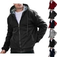 thumbnail image 1 of HOMADLES Men's Fleece-Lined Hooded Jacket Long Sleeve Winter Thermal Zip Up Jacket Windproof Casual Outerwear for Cold Weather Black Size 2XL, 1 of 7