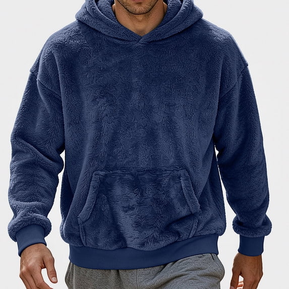 HOMADLES Men's Fleece Lined Hoodies for Men Winter Warm Long Sleeve Pullover Hoodie Loose Fit Casual Hoodies Sweatshirt Navy Size 3XL