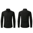 thumbnail image 1 of HOMADLES Men's Long Sleeve Button Down Shirts Lapel Plaid Breathable Lapel Solid Stretch Button Shirts Black L, 1 of 5