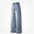 thumbnail image 1 of HOMADLES Men's Loose Fit Jeans Straight Leg Stretch Soft Casual Pants Side Pocket Fashion Pants Light Blue Size 2XL, 1 of 5