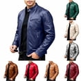 thumbnail image 1 of HOMADLES Men's PU Leather Jacket Slim Fit Biker Style Motorcoat Jacket with Zipper Stand Collar, Faux Leather Outerwear for Casual Daily Wear Silver Size 2XL, 1 of 9