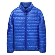 HOMADLES Men's Quilted Puffer Jacket Lightweight Packable Hooded Thermal Winter Thickening Coat Zip Softshell Windbreaker Outerwear Blue 2XL