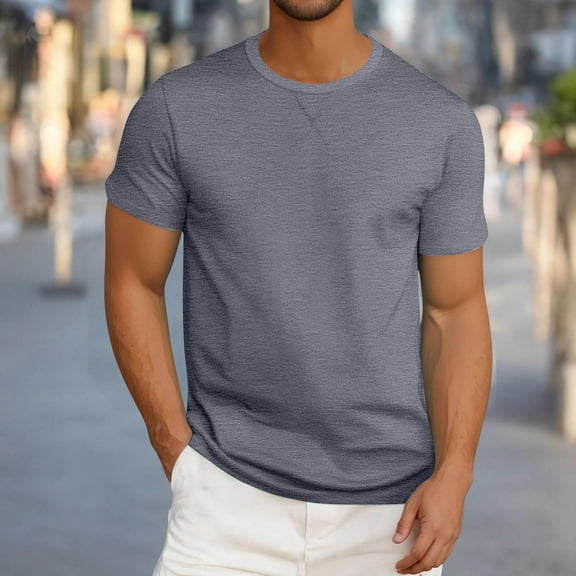 HOMADLES Men's Short Sleeve Tee Round Neck Gym Breathable Lightweight Summer Short Sleeve Gray S