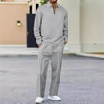 thumbnail image 1 of HOMADLES Men's Tracksuits 2Pcs Set, Casual Zipper Pullover Jogging Pants Tracksuit Men Leisure Suits Gray 2XL, 1 of 9
