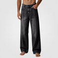 thumbnail image 1 of HOMADLES Men's Wide Leg Jeans Loose Fit Stretch Soft Casual Pants Side Pocket Fashion Pants Black Size S, 1 of 8