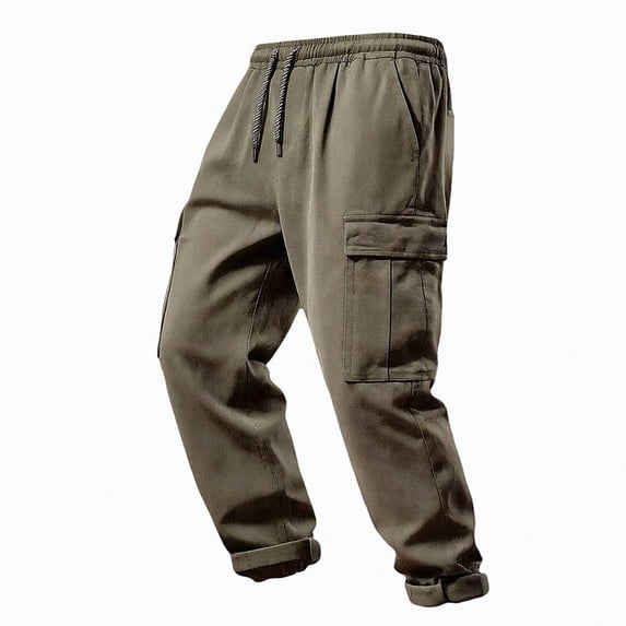 HOMADLES Men's and Big Men's Casual Joggers Pants Quick Dry Loose Fit Sports Pants Solid Color Side Pocket Athletic Pants Army Green Size 3XL