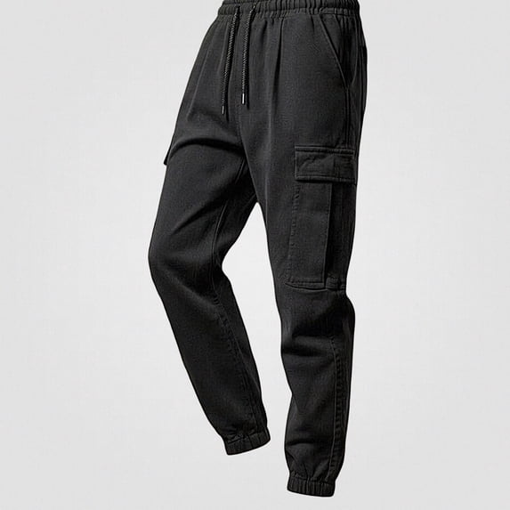 HOMADLES Men's and Big Men's Casual Joggers Pants Quick Dry Loose Fit Sports Pants Solid Color Side Pocket Athletic Pants Black Size L