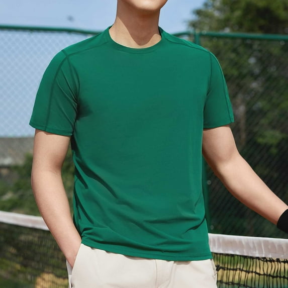 HOMADLES Mens T-Shirt Short Sleeve Solid Lightweight Crewneck Slim Fit Soft Stretch Summer Tee Army Green S
