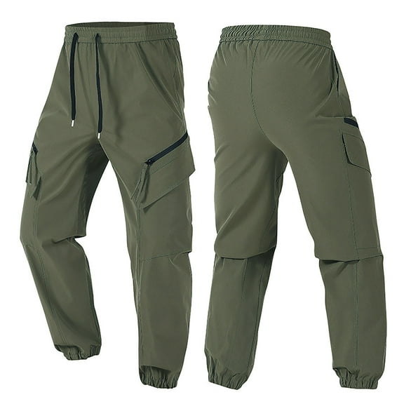 HOMADLES Men's and Big Men's Sports Pants Elastic Waist Workout Pants Climbing Outdoor Hiking Multi Pockets Trousers Army Green XL